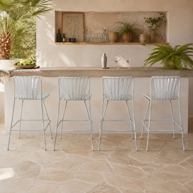 1960s Mid-Century Modern Wrought Iron Patio Barstools - Set of 4 For Sale - Image 10 of 10