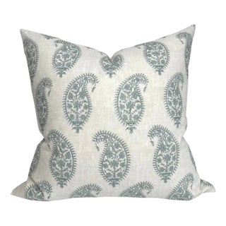 Paisley Celadon Pillow Cover, 22x22 Pillow For Sale