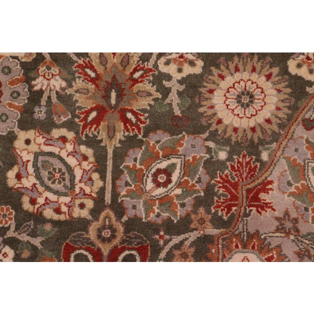 Medallion 1990's Floral Pak-Persian Green/Tan Wool Rug - 9'1'' X 12'2'' For Sale - Image 4 of 9