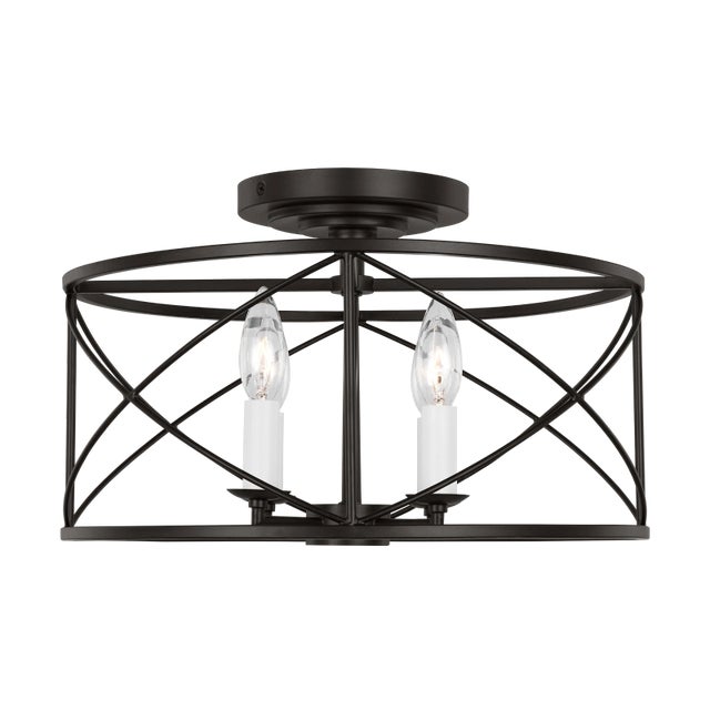Visual Comfort Chapman & Myers by Visual Comfort Studio Beatrix 4-Light Medium Semi-Flush Mount in Aged Iron For Sale - Image 4 of 4