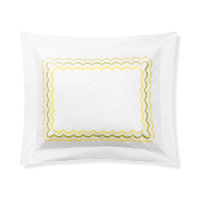 Hamburg House Celerie Kemble + Hamburg House Whimsical Lemon Scallop Cal. King Duvet Set - 3 Pieces For Sale - Image 4 of 5
