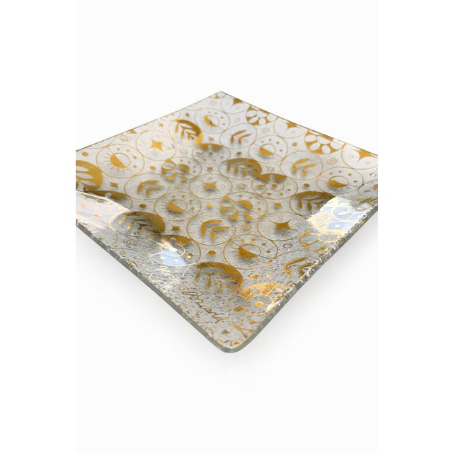 Vintage Mid-Century Modern Georges Briard Gold Pattern Glass Platters & Serving Trays – Set of 3 For Sale - Image 10 of 11