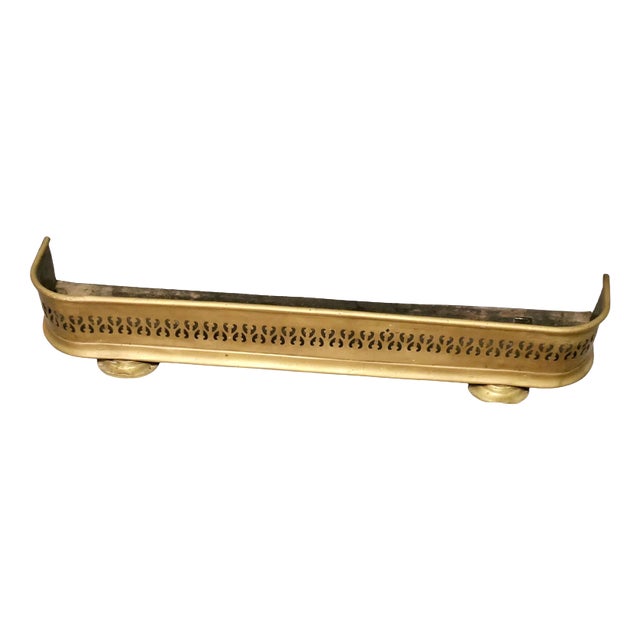 Small Victorian Pierced Brass Fender For Sale