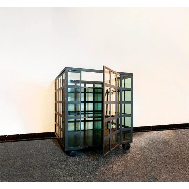 Brutalist Iron & Glass Trolley by Anna Anselmi for Bieffeplast, 1980s For Sale - Image 3 of 9