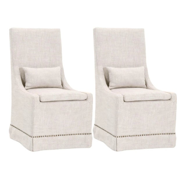 Wood Colleen Wood & Linen Dining Chairs, Set of 2 For Sale - Image 7 of 7