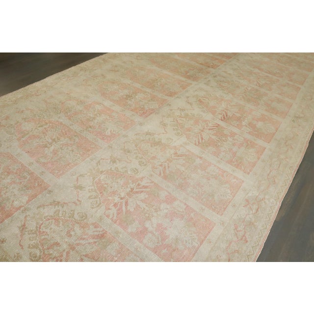 Antique Zabihi Collection Turkish Ghiordes Soft Pink Gallery Corridor Rug For Sale In New York - Image 6 of 12