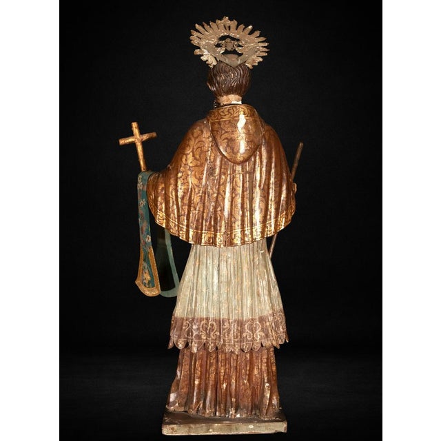 Mexican Artist, Colonial Figure of Saint Francis Xavier, 18th Century, Wood For Sale - Image 9 of 10
