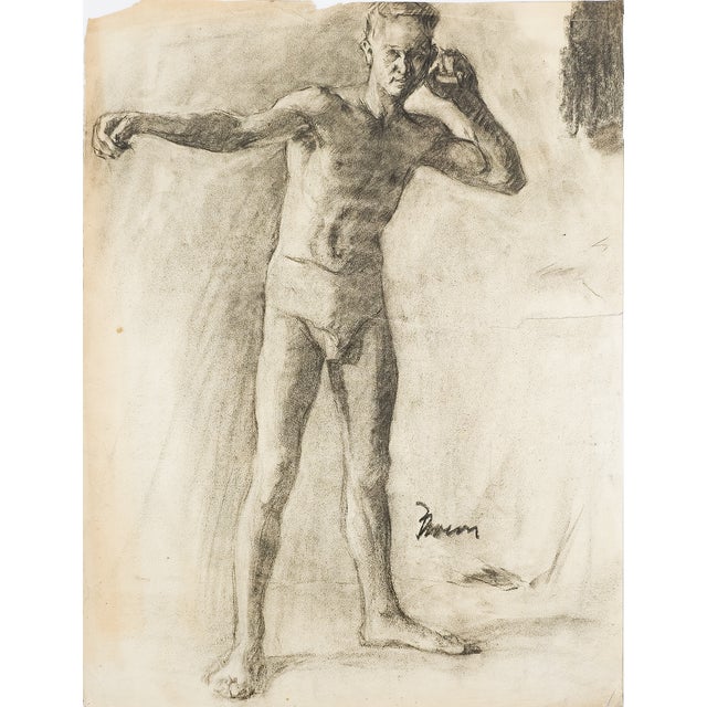 Academic Male Figure Study and Seated Male Nude* Brown, c. 1915 This pair of academic male nude studies by Brown presents...