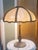 Almond Antique Slag Glass Table Lamp For Sale - Image 8 of 11