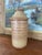 Japanese Vintage Hand-Thrown Studio Pottery Lidded Jar With Speckled Glaze and Ribbed Texture. For Sale - Image 3 of 8