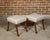 Wood Pair of English 19th Century Oak Stools with Saber Legs and Custom Upholstery For Sale - Image 7 of 12
