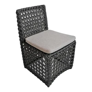 Outdoor Black Wicker Slipper Chair
