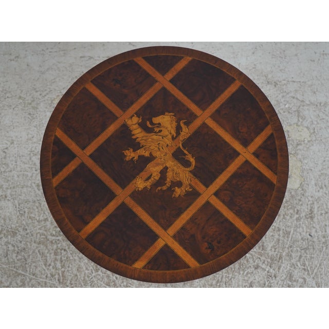 English Maitland Smith Round Inlaid Accent Table For Sale - Image 3 of 15