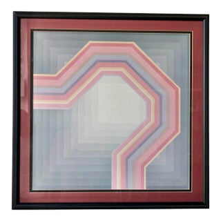 1980s Framed Abstract Geometric Lithography. For Sale