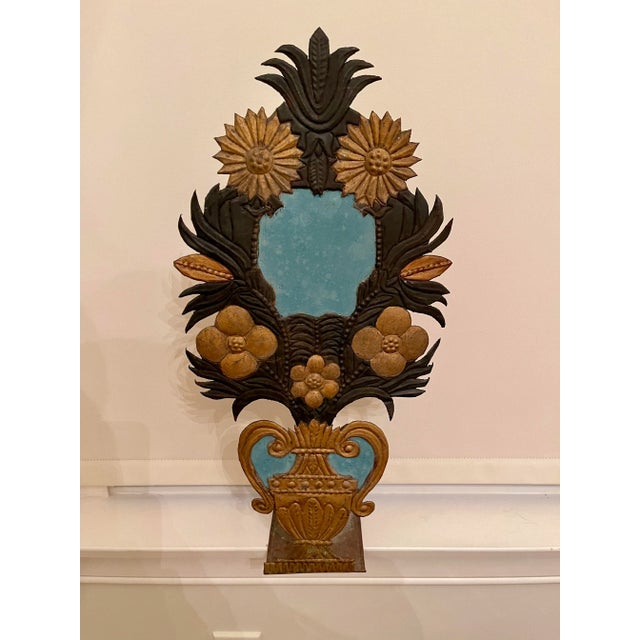 Mid 19th Century 19th Century French Art Deco Painted Tole Metal Altar Flowers - a Pair For Sale - Image 5 of 6