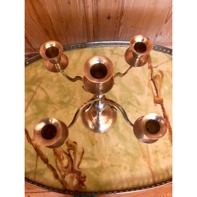 Baroque Candleholders in Brass, 1950s, Set of 5 For Sale - Image 3 of 8