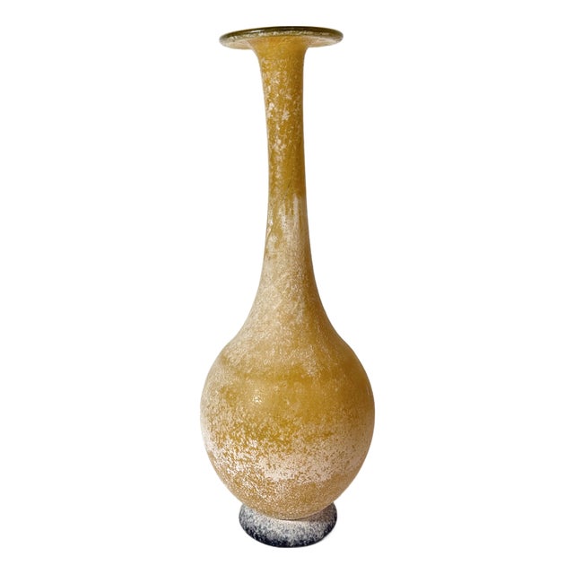 Black and Yellow Scavo Glass Bottle Vase by Gino Cenedese, 1970s For Sale