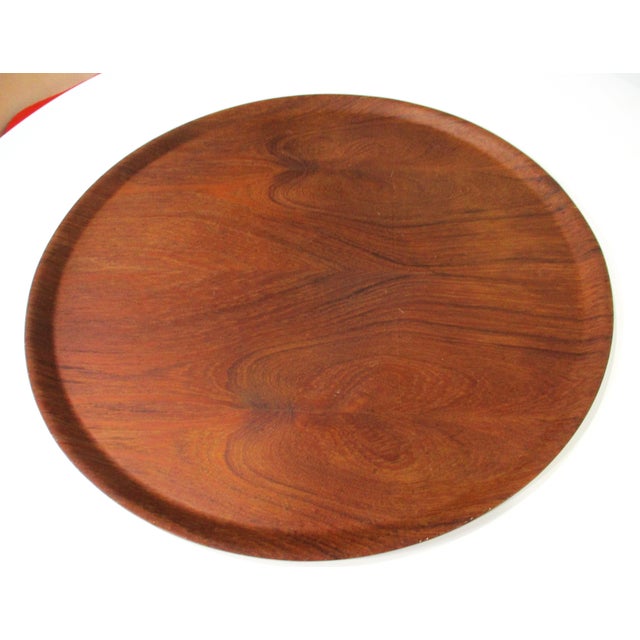 Brown Very Large Teak Tray in the Style of Fritz Hansen Made in Sweden For Sale - Image 8 of 8