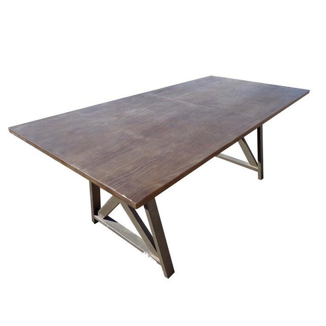 Industrial Industrial Trestle Base Work Table Desk For Sale - Image 3 of 8