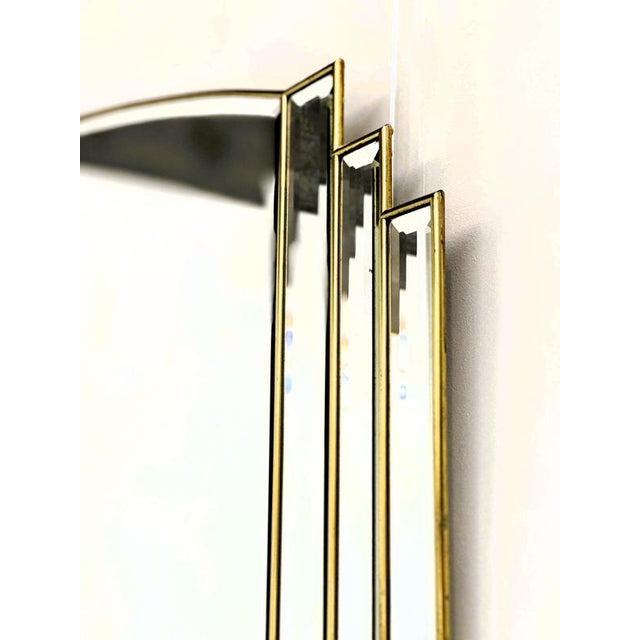 Late 20th Century Vintage Art Deco Style Stepped Bevelled Mirror with Brass Trim, 1980s For Sale - Image 5 of 8