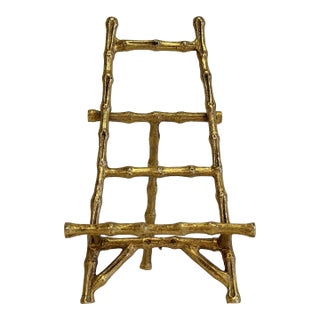 Vintage Brass Faux Bamboo Motif Table Easel For Sale