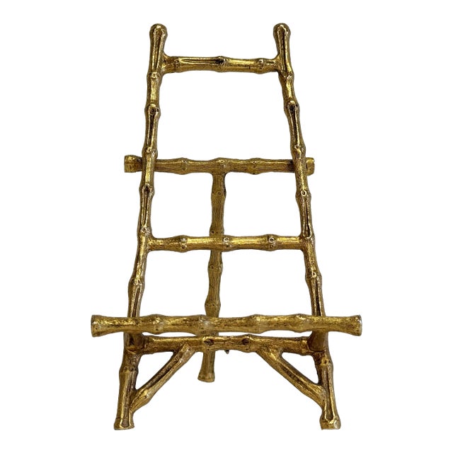 Vintage Brass Faux Bamboo Motif Table Easel For Sale