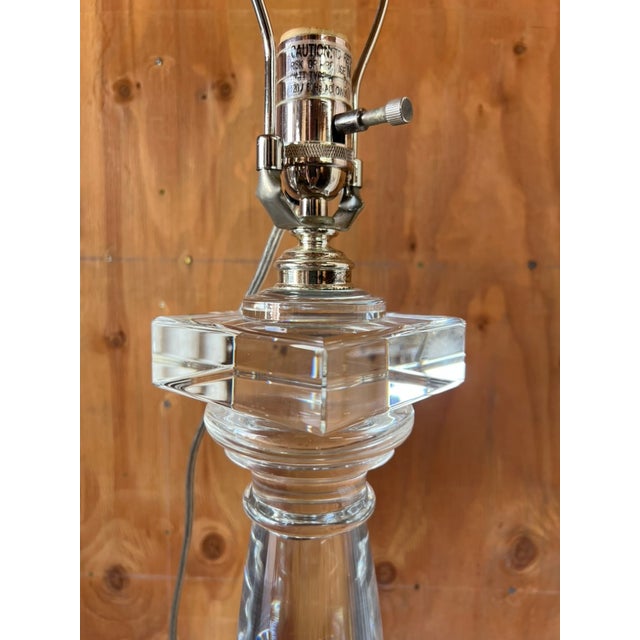 Glass Pair of Architectural Crystal & Resin Column Table Lamps by Restoration Hardware, Circa 2006 For Sale - Image 7 of 14
