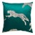 The House of Scalamandré Leaping Cheetah Pillow, Evergreen For Sale