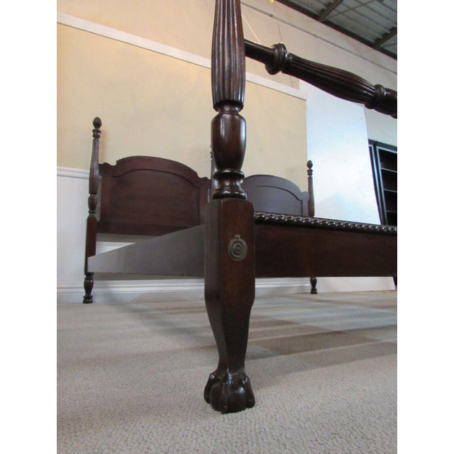 Antique Feldenkreis Chippendale Mahogany Twin Beds, Ball and Claw Feet