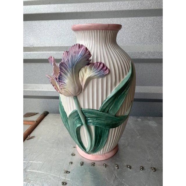 1990s Fitz & Floyd 3d Iris Flower Vase For Sale - Image 13 of 13