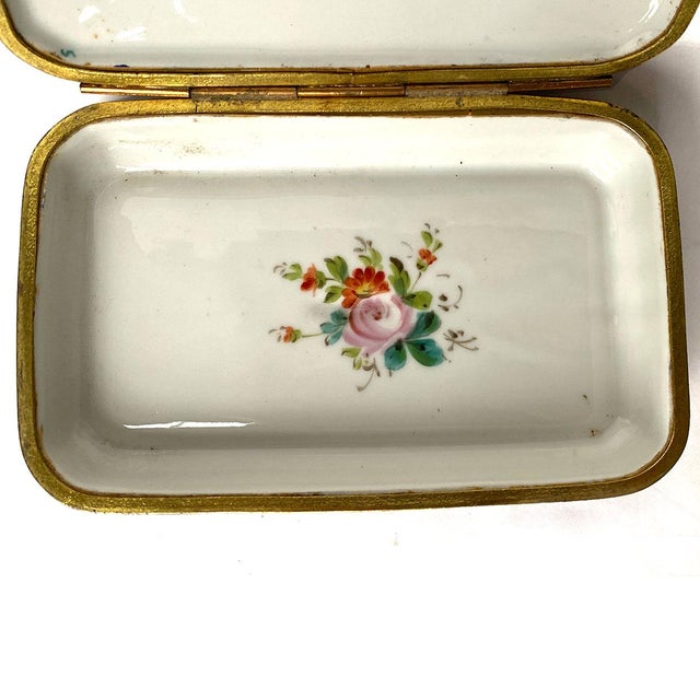 Blue 19th Century French Signed Sevres Style Hand Painted Parcel Gilt Porcelain Dresser Box For Sale - Image 8 of 12