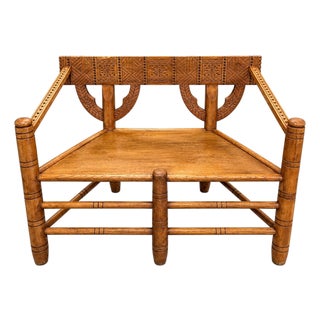 Antique Scandinavian Hand-Carved Folk Art Bench, Circa 1900 For Sale