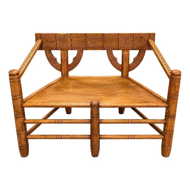 Antique Scandinavian Hand-Carved Folk Art Bench, Circa 1900 For Sale