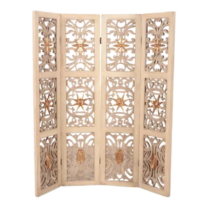 1950s Mid-Century Modern Four Panel Painted and Gilt Wood Room Divider