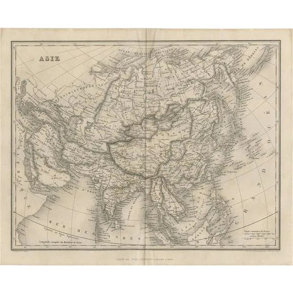 Antique Map of Asia by Balbi, 1847 For Sale