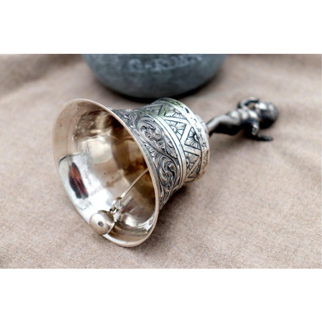 Chiseled Silver Table Bell For Sale - Image 3 of 7