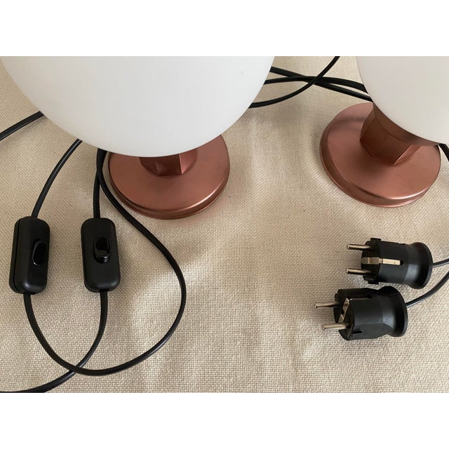 Mid-Century Modern Space Age Opal Glass Globe Table Lamps from Kaj, Former Yugoslavia, 1970s, Set of 2 For Sale - Image 9 of 10