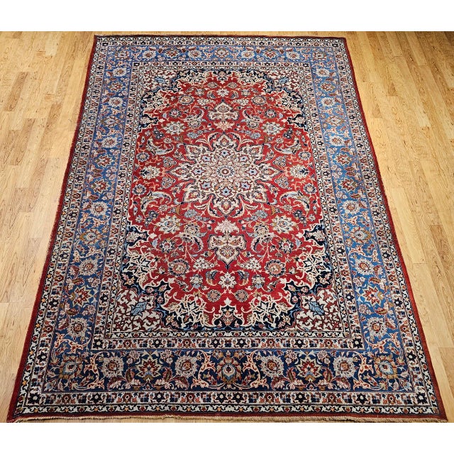 "Beautiful mid-20th Century Persian Isfahan room size rug. Isfahan rugs are universally revered for their exceptional...