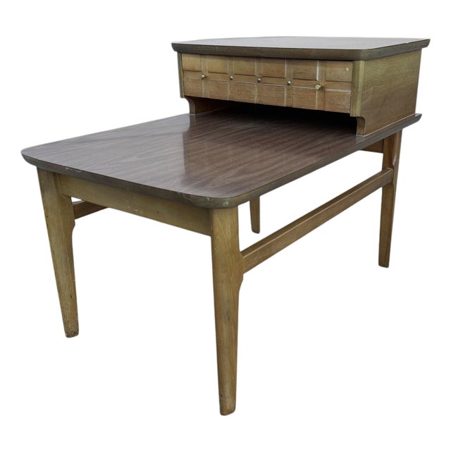Mersman Mid 20th Century Modern Walnut and Laminate Set Up Side Table For Sale