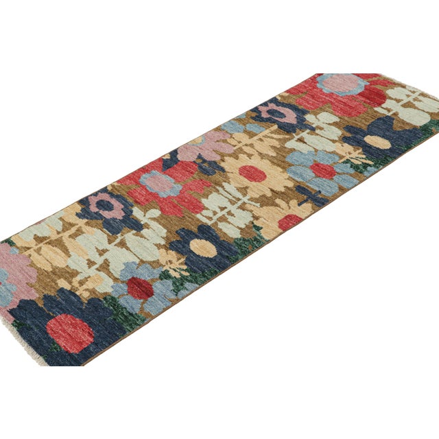 Rug & Kilim Rug & Kilim’s Contemporary Runner in Colorful Floral Patterns For Sale - Image 4 of 7