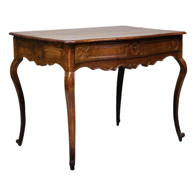 French Provincial Louis XV Period Carved Walnut Writing Table or Side Table For Sale