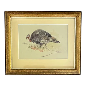 Walter Shirlaw (Scottish / American 1838 - 1909) 19th Century Watercolor Painting of a Turkey