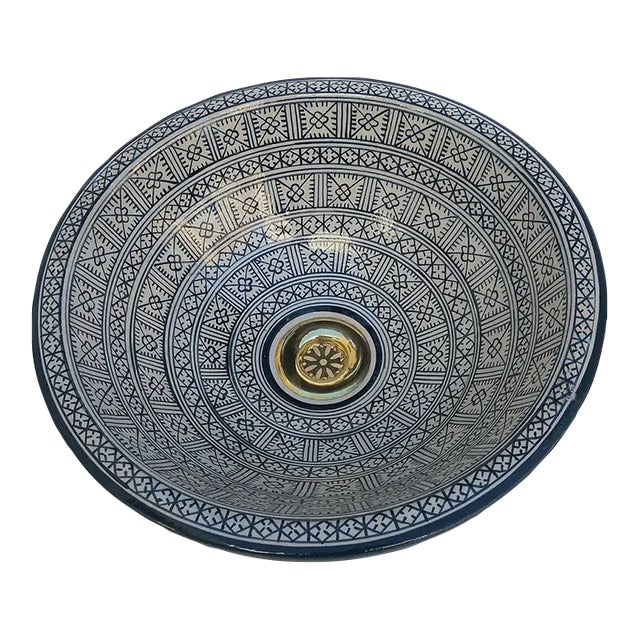 Contemporary Ceramic Hand-Paint Bowl Sink Basin For Sale