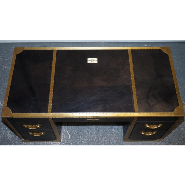 Cumberland Collection Desk in Aged Leather with Red Velvet Lining from Timothy Oulton For Sale - Image 6 of 18