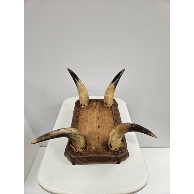 Southwest Horn and Leather Footstool For Sale - Image 9 of 17