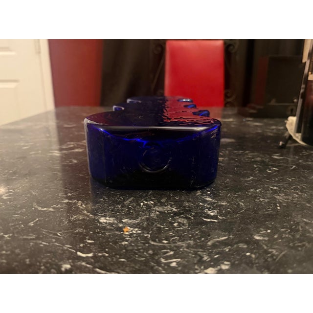 1980s Vintage Blenko, Cobalt Blue “Puzzle Piece” Vase For Sale - Image 5 of 10