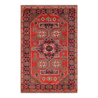 Bohemian Kargahi 1980's Rust/Blue Wool Rug - 6'4'' X 8'10'' For Sale