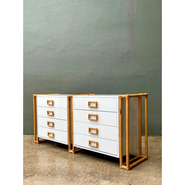 White Vintage Rattan and Laminate Dresser For Sale - Image 8 of 15