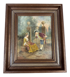 Unknown, Gallant Scene, 1800s, Oil on Panel, Framed