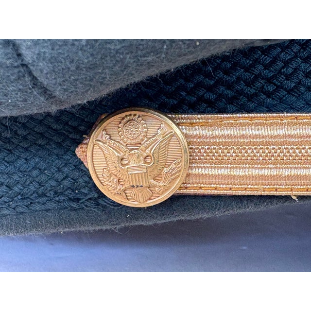 Vintage WWII–Korean War Era u.s. Army Officer Visor Cap by Bancroft (Imported Fur Felt) For Sale - Image 10 of 12